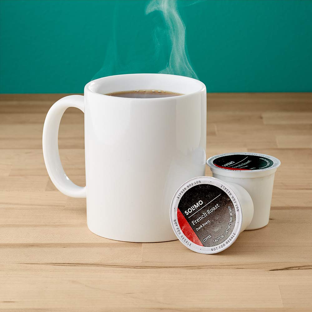 Solimo French Roast pods deliver bold, smoky aroma for a rich morning.
