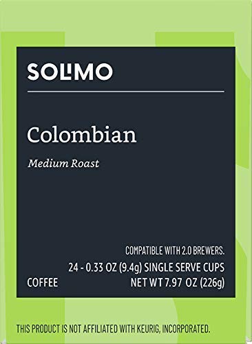 Solimo pods ready in a Keurig brewer for quick, convenient coffee.