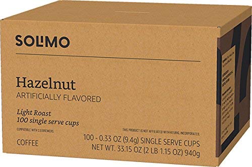 Solimo Hazelnut pods brewing an 8 oz cup for balance