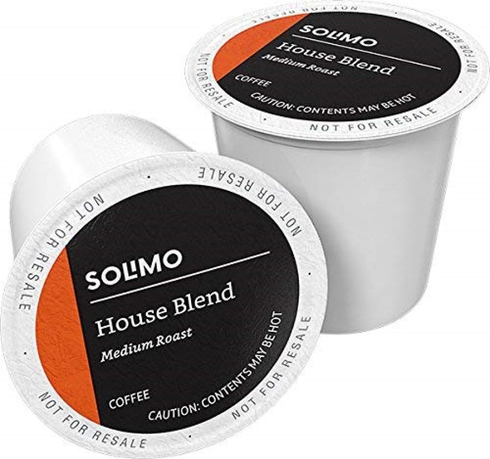 Solimo House Blend coffee pods packaging in a 100-count box for convenient daily brewing.