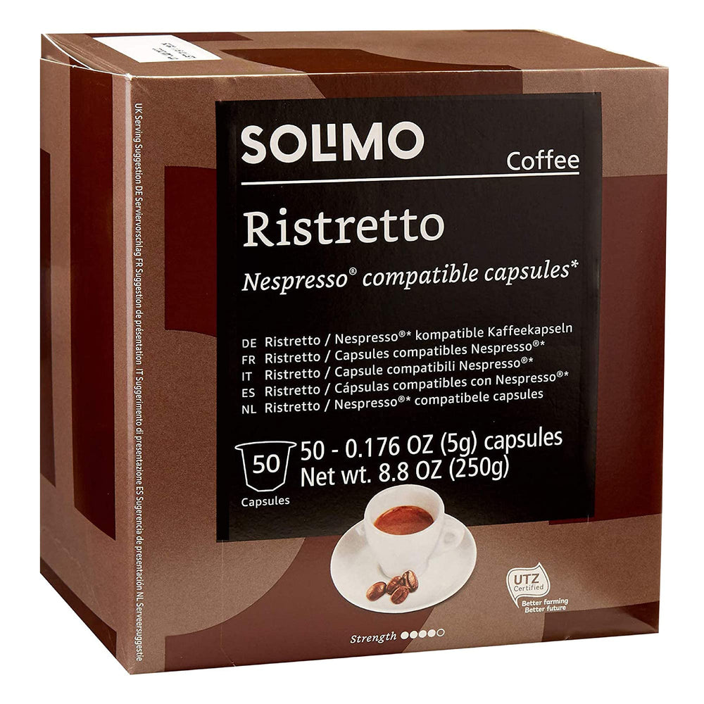 Solimo Ristretto packaging shown with freshness-preserving atmosphere