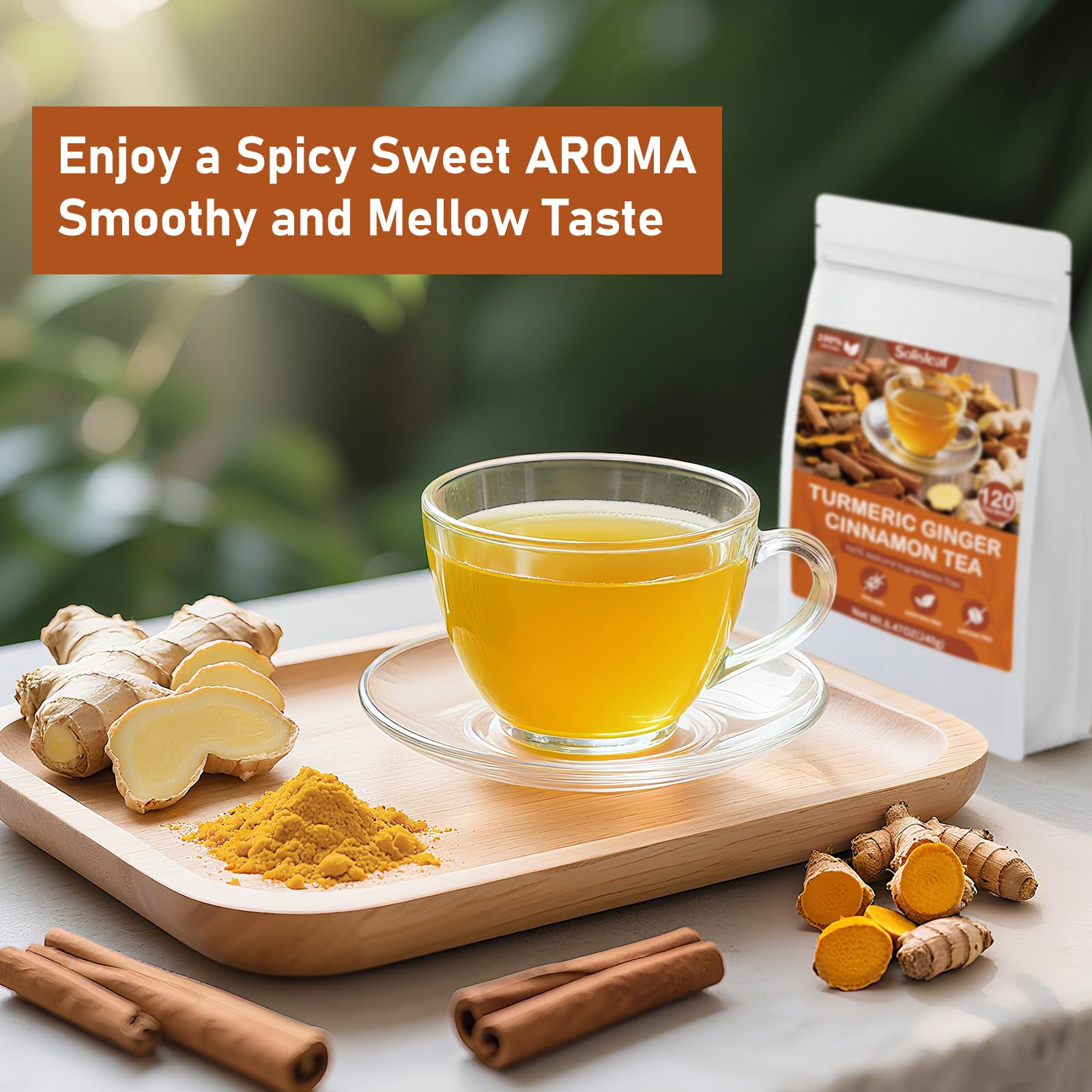 Solisleaf warm-spice aroma delivers comforting ginger-cinnamon notes.