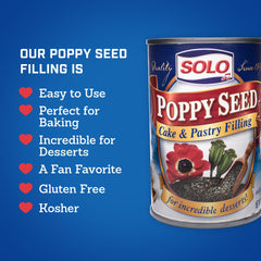SOLO Poppy Seed Filling bake-stable performance supports layered cakes and pastries.