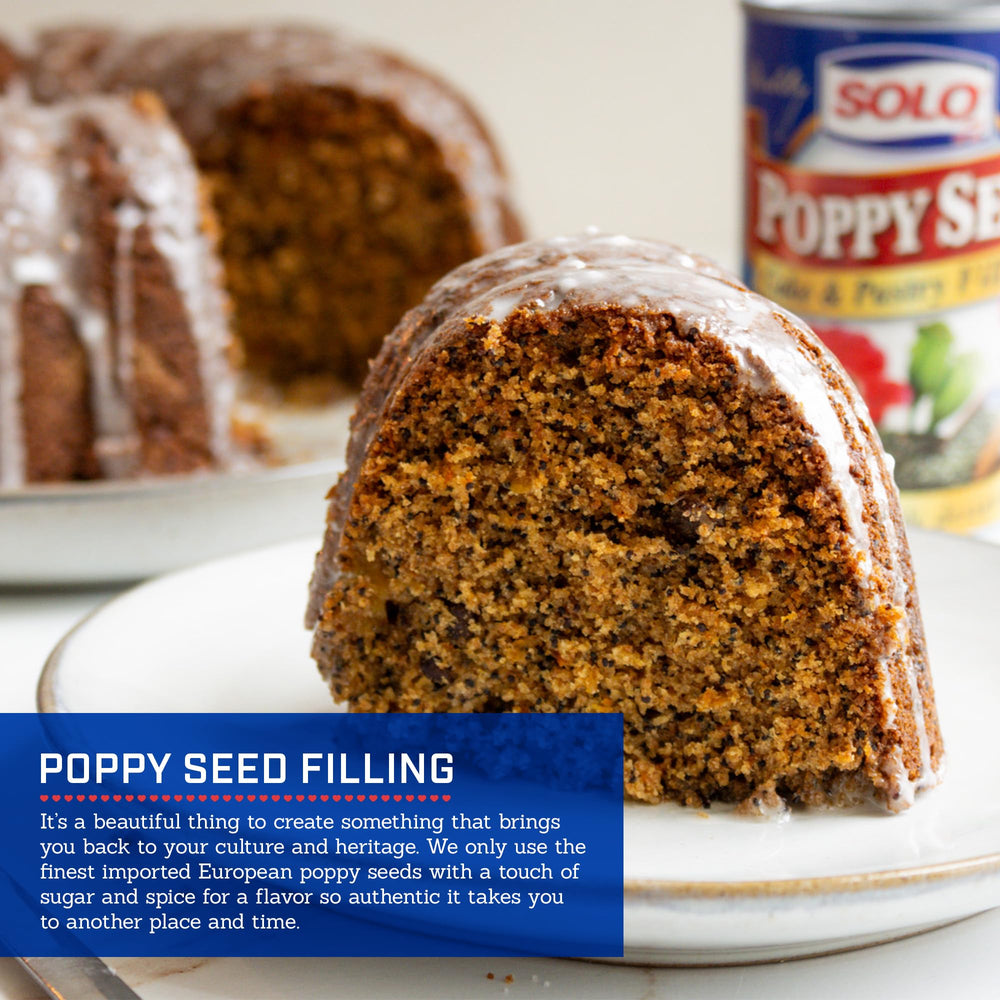 SOLO Poppy Seed Filling ready to use, can be added hot or cold to desserts.