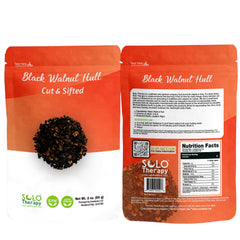 Solo Therapy Black Walnut Hull Tea in resealable bag for fresh, convenient storage
