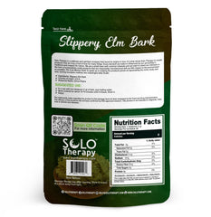 Solo Therapy slippery elm bark close-up shows textured cut fibers ideal for gentle infusion.