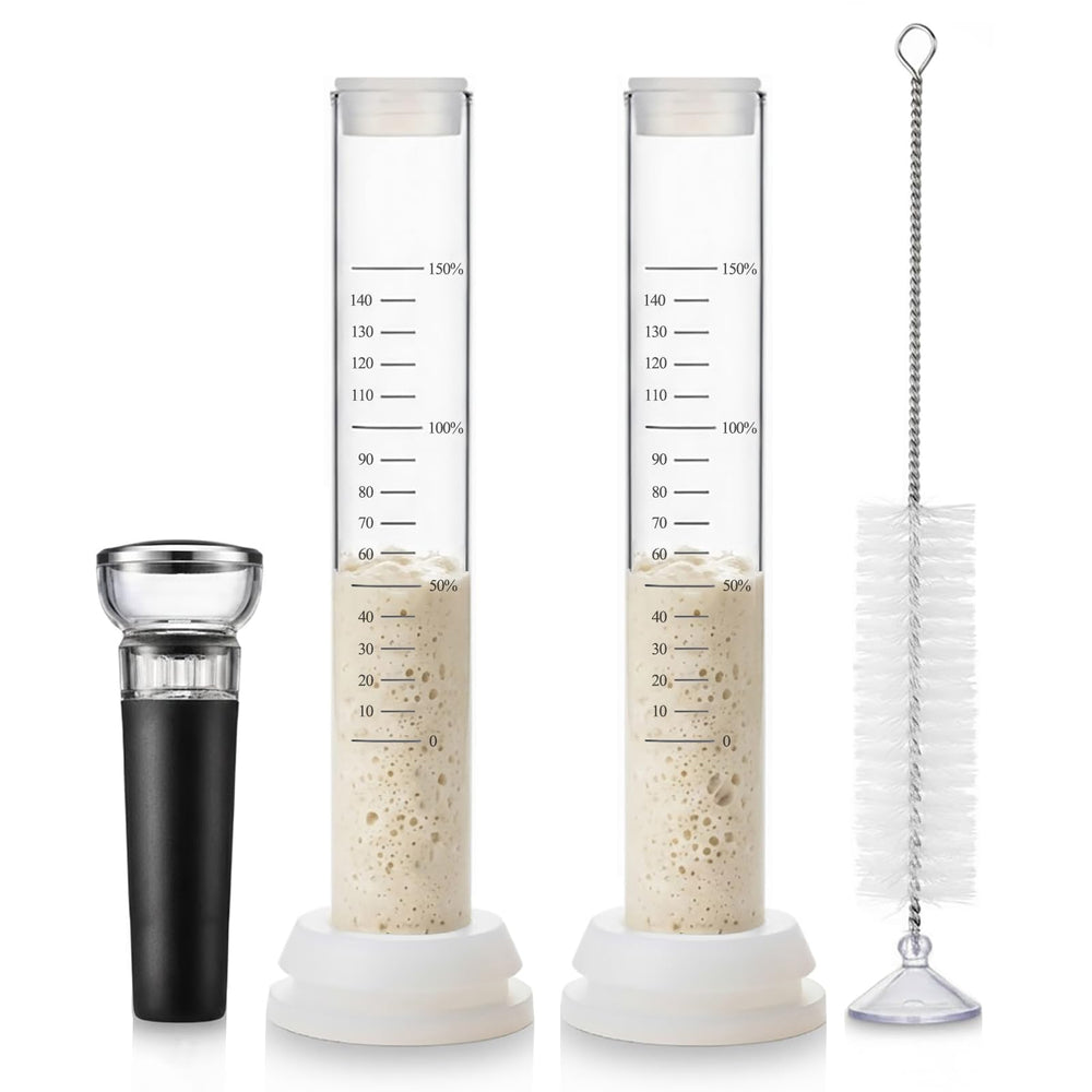 Solrify sourdough aliquot jar with 0–150% scale enables precise timing.