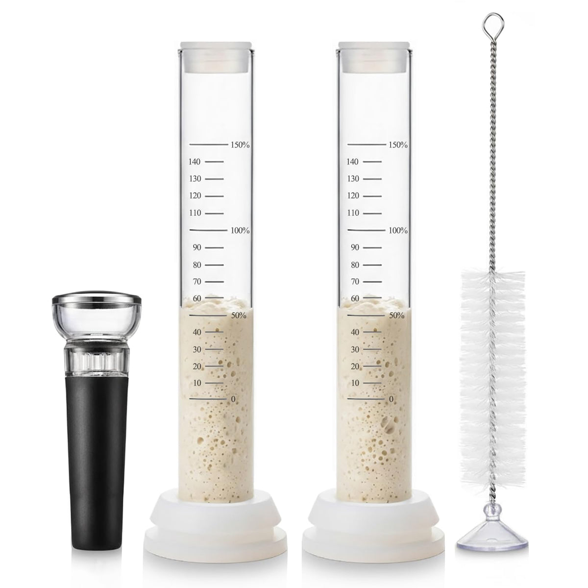 Solrify sourdough aliquot jar with 0–150% scale enables precise timing.
