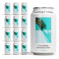 Something & Nothing cucumber sparkling water can, refreshing vegan low-calorie option.