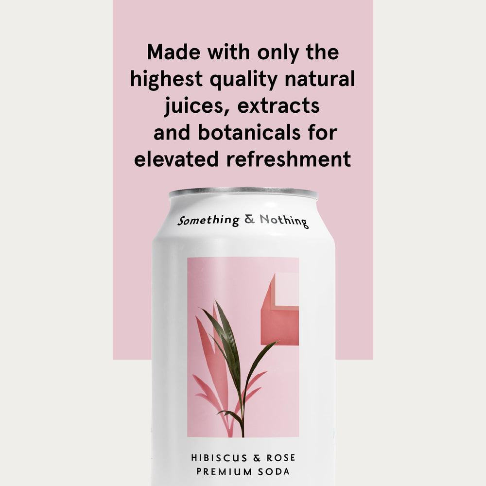 Something & Nothing hibiscus-rose sparkling water poured over ice, ideal for a light refresher.