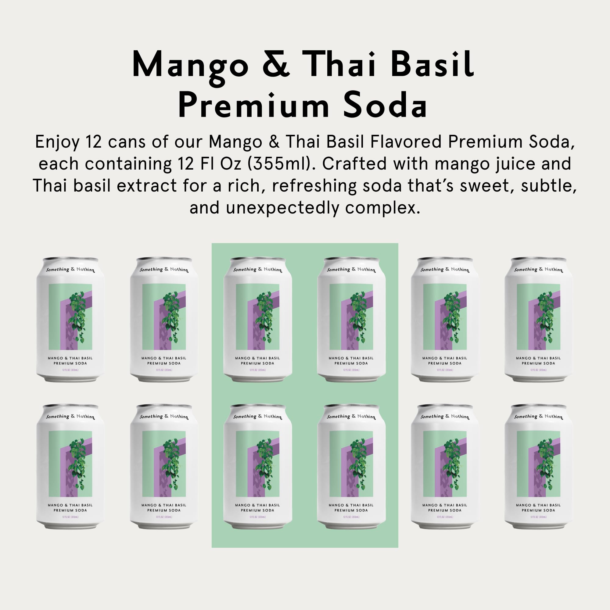 Something & Nothing Mango Thai Basil sparkling water being poured into a glass, ideal mixer.