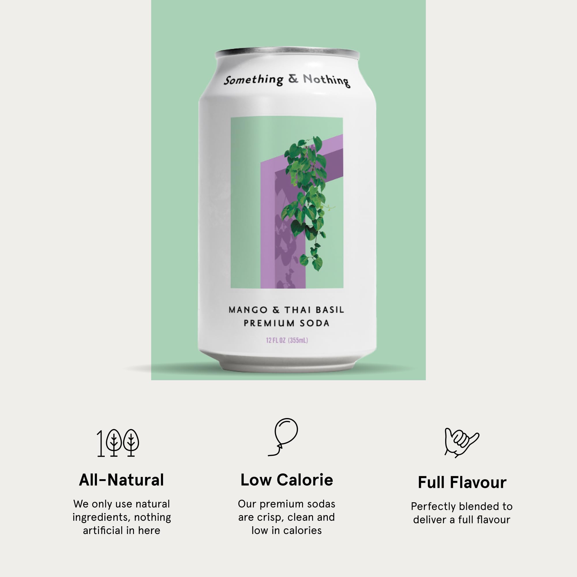 Something & Nothing Mango Thai Basil sparkling water open can ready to enjoy.
