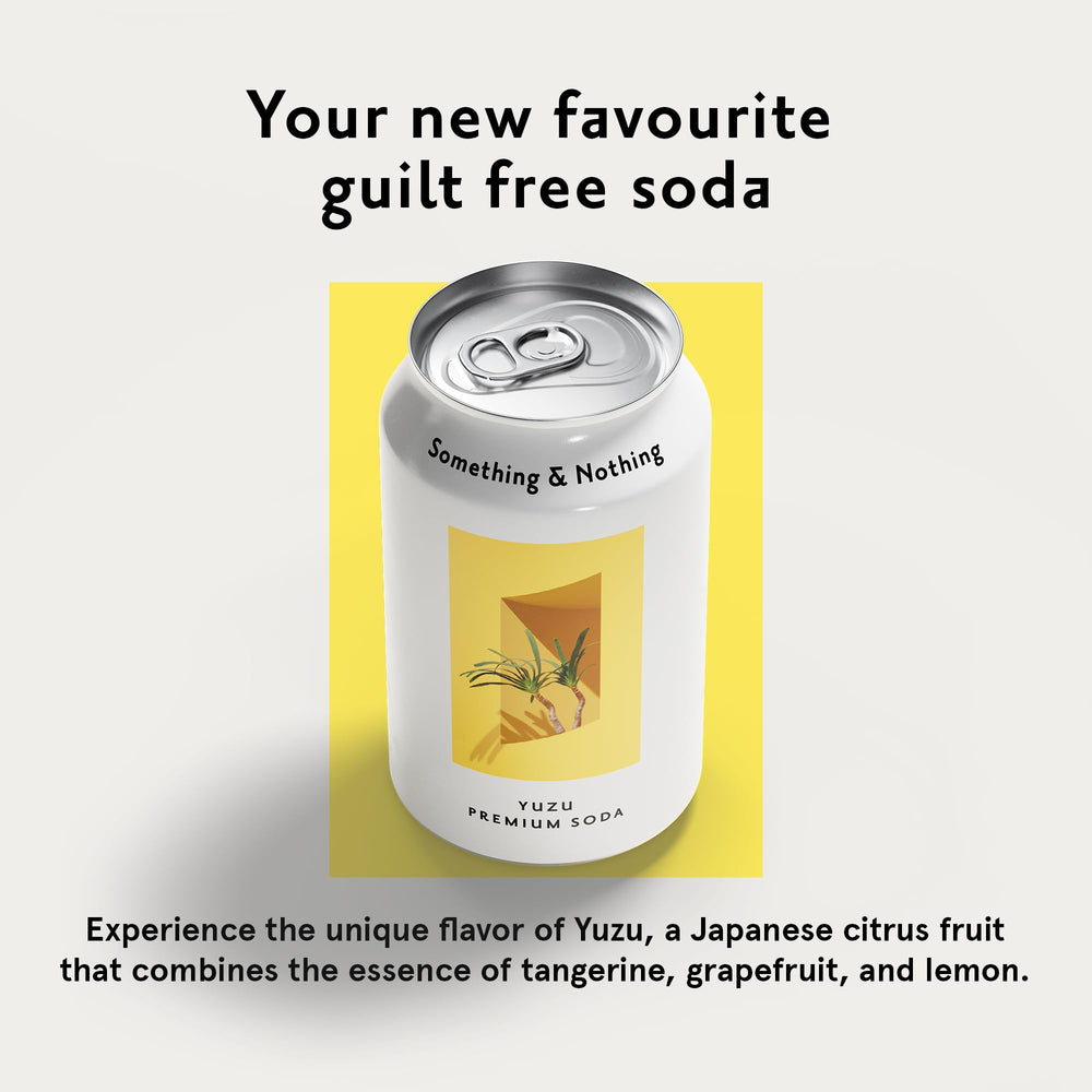 Something & Nothing Yuzu sparkling water can with ice – chill, refreshing fusion.