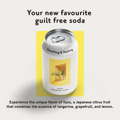 Something & Nothing Yuzu sparkling water can with ice – chill, refreshing fusion.