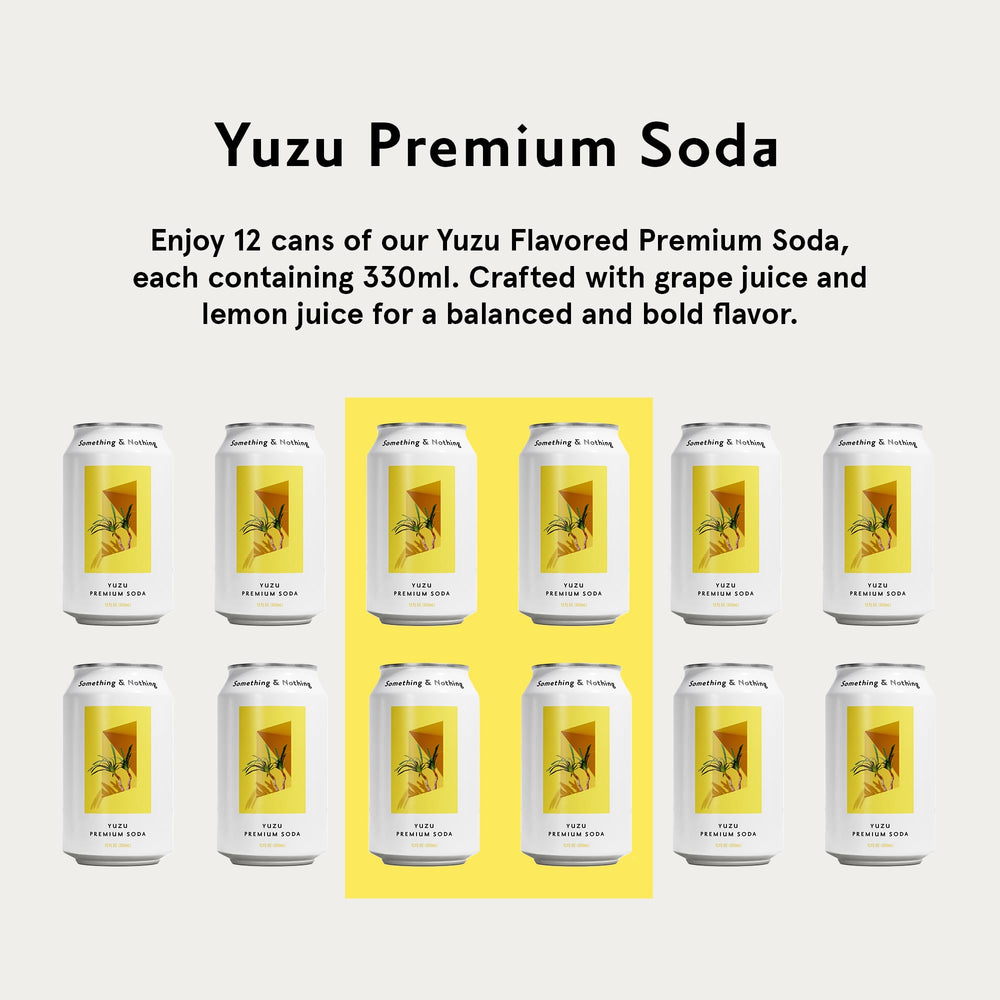 Something & Nothing Yuzu sparkling water label – natural ingredients for cleaner taste.