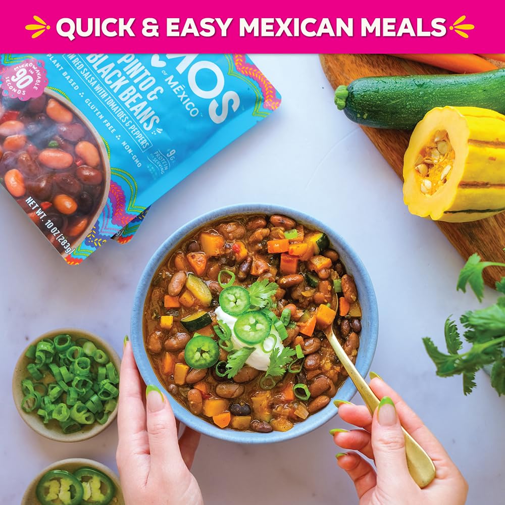 SOMOS Beans Black Pinto served dish, ideal in burritos or bowls.