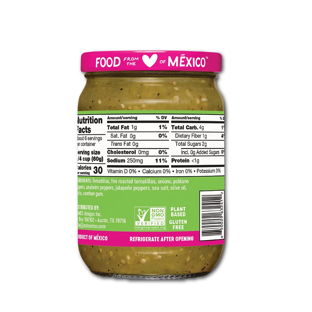 SOMOS Green Enchilada Sauce bottle pour for quick heat-and-serve dinners.