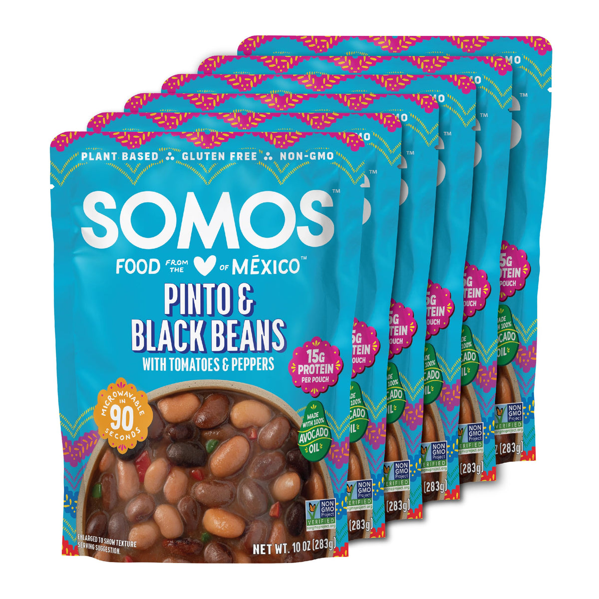 SOMOS Pinto beans microwavable pouch ready to heat for a quick meal.