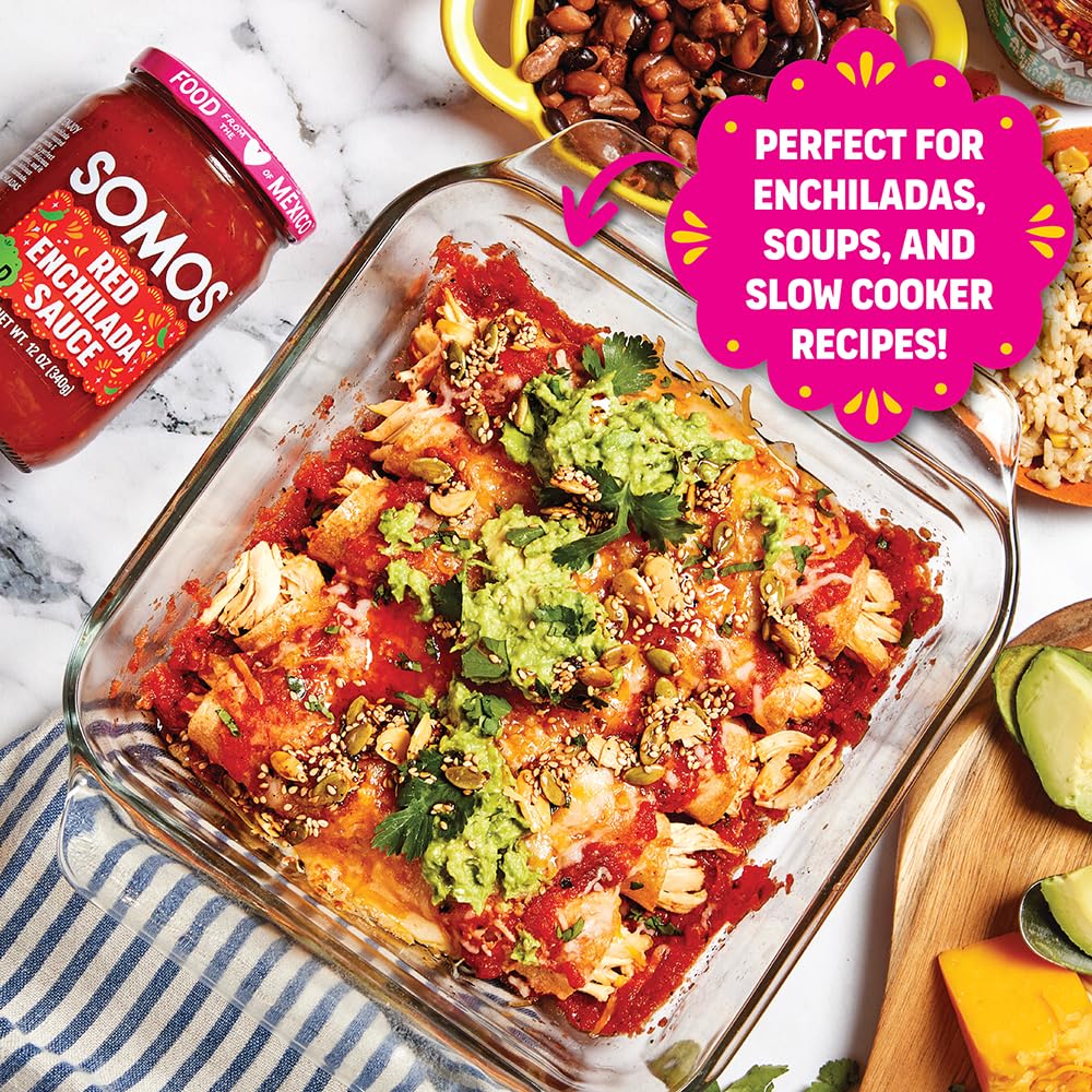 SOMOS red enchilada sauce served with tortillas for weeknight dinner ideas