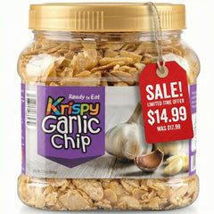 SONAMU Krispy Garlic Chips close-up of crisp texture for snacking and topping.