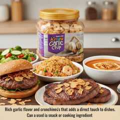 SONAMU Krispy Garlic Chips dusted on pizza for a restaurant-style topping.