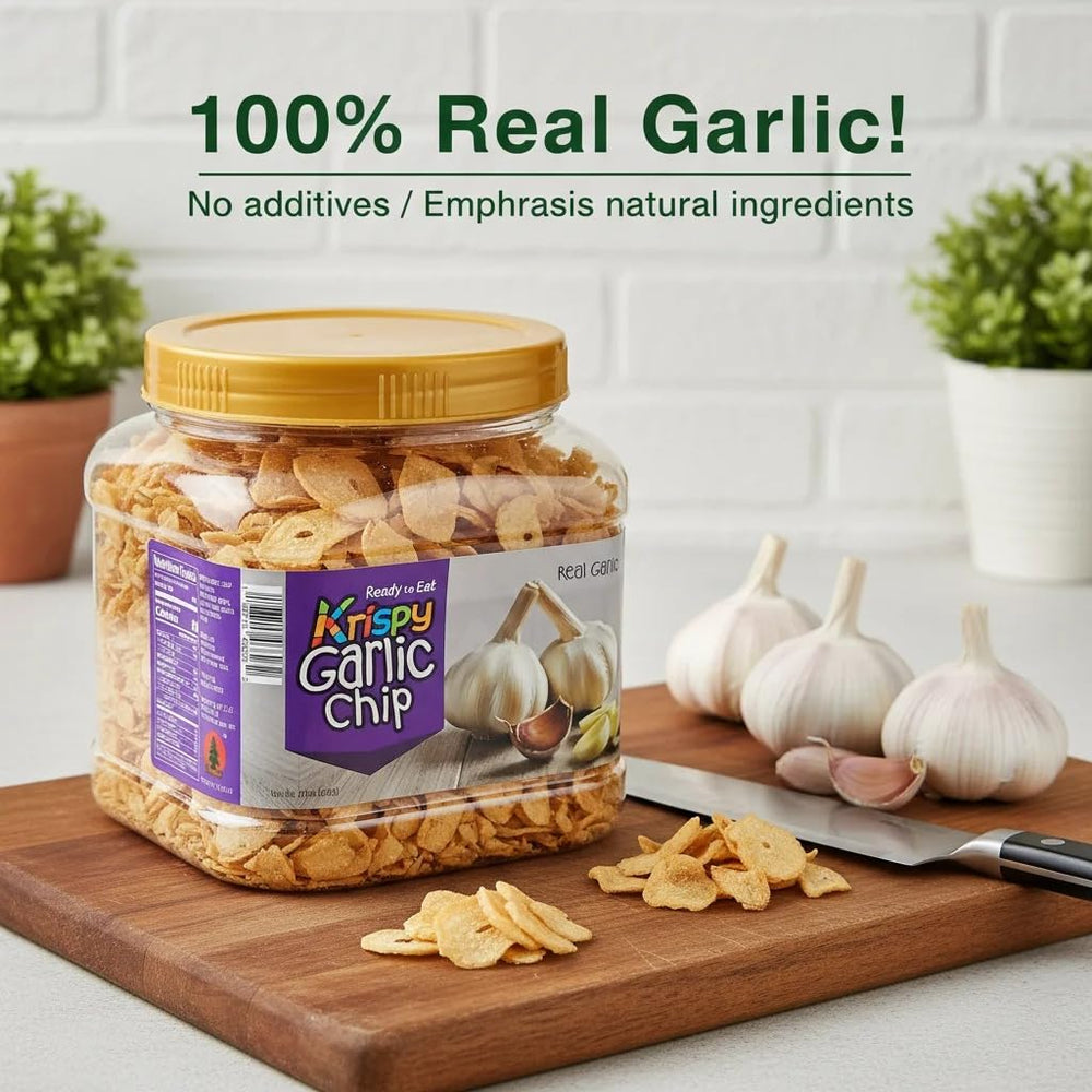 SONAMU Krispy Garlic Chips on steak for savory crunch and aroma.