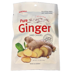 Songwha Pure Ginger Hard Candies package front, gluten-free and all-natural snack.
