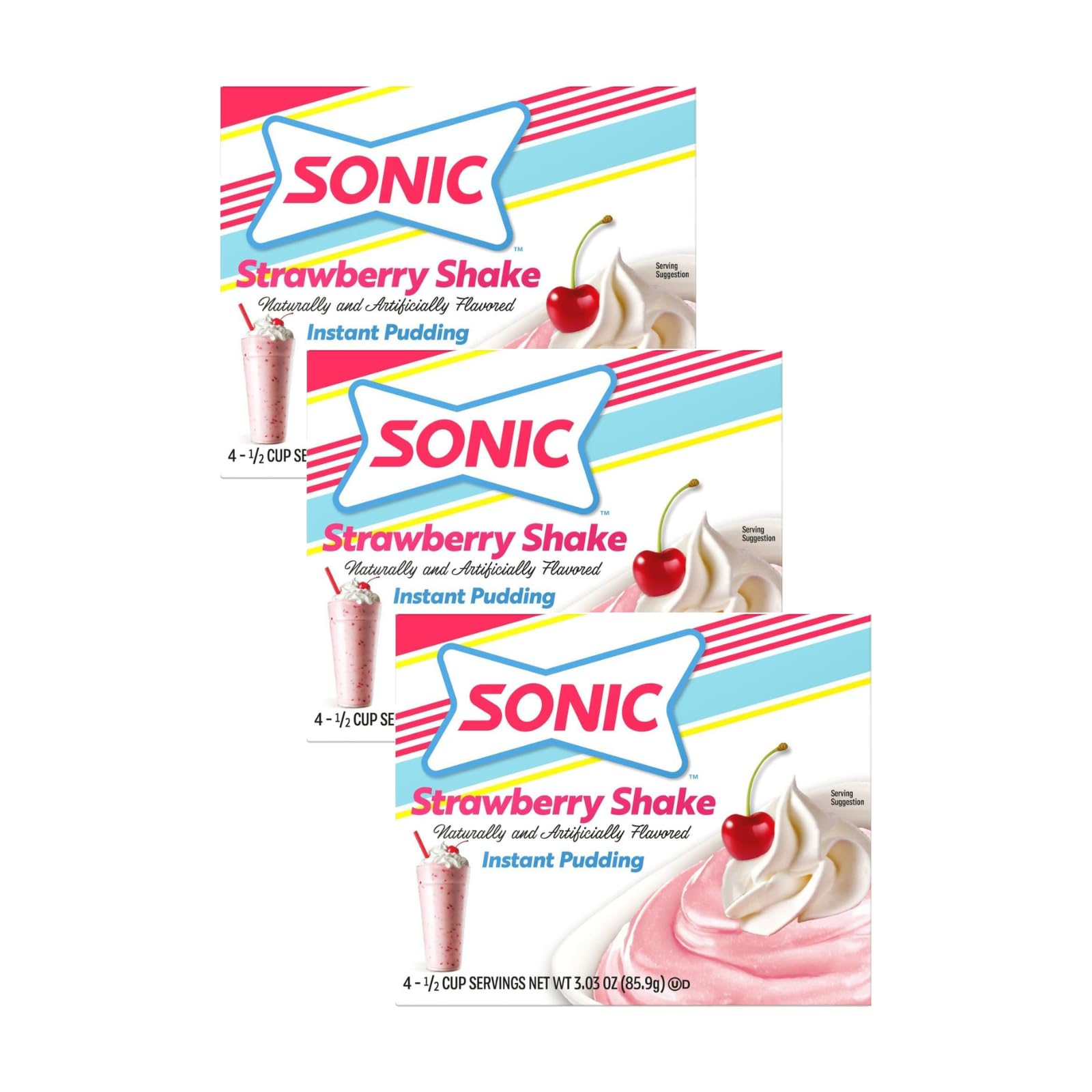 Sonic The Hedgehog instant pudding strawberry shake front view ready to serve