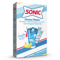 Sonic Singles To Go Ocean Water box side showing compact travel flavor.