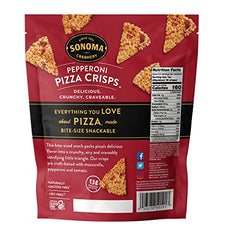 Sonoma Creamery Pizza Crisps Pepperoni ingredients showcases 100% real cheese and gluten-free grains.