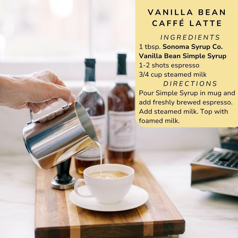 Sonoma Syrup Co Vanilla Bean Infused Simple Syrup pour bottle non-GMO flavor