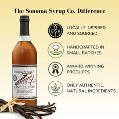 Sonoma Syrup Co Vanilla Bean Infused Simple Syrup pour-spout image suggests baking vanilla glaze