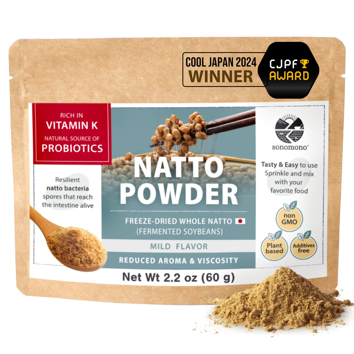 sonomono natto powder classic jar showcases rich umami for meals