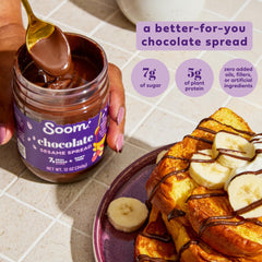 Pouring Soom spread to showcase pourable texture