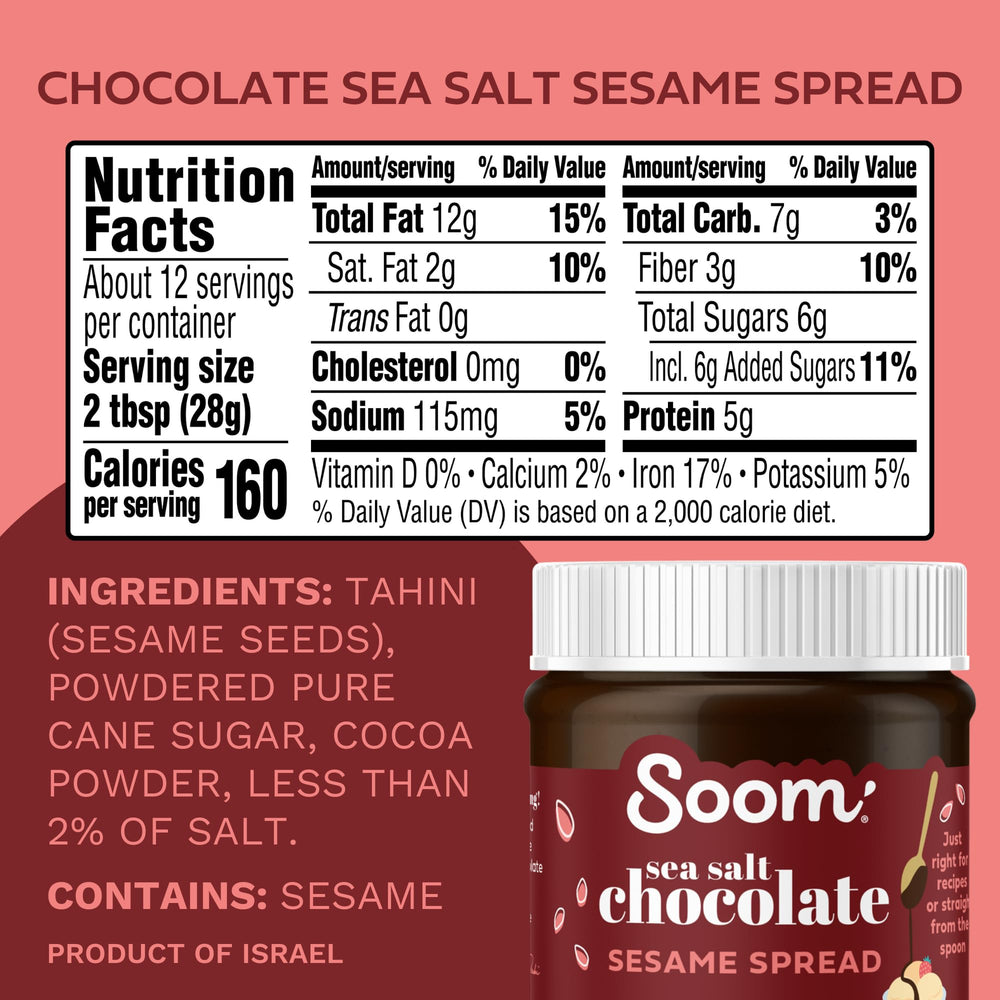 Close-up of fudgy texture in Soom spread for rich desserts.