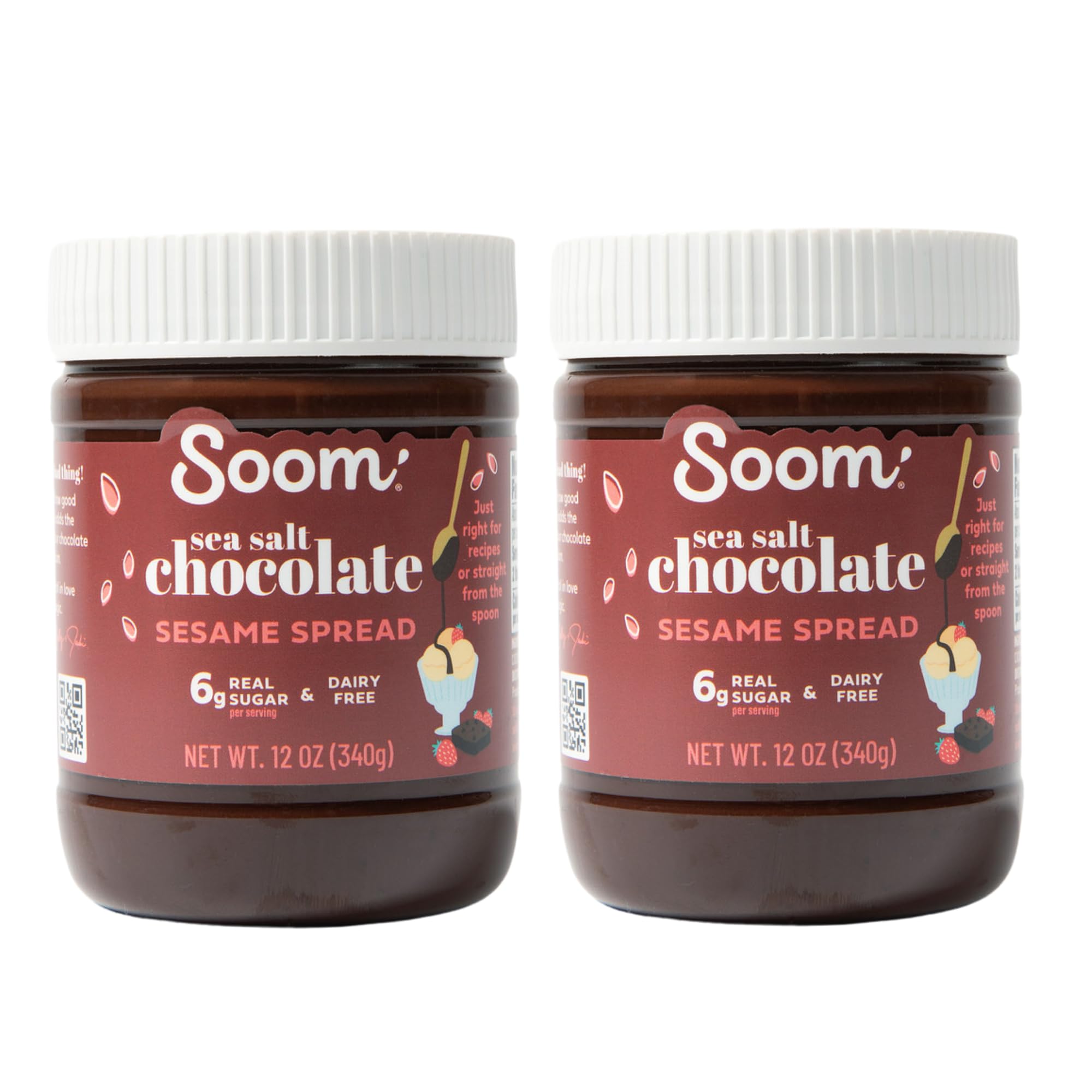 Soom dark chocolate sea salt tahini spread 2-pack jar for versatile desserts.