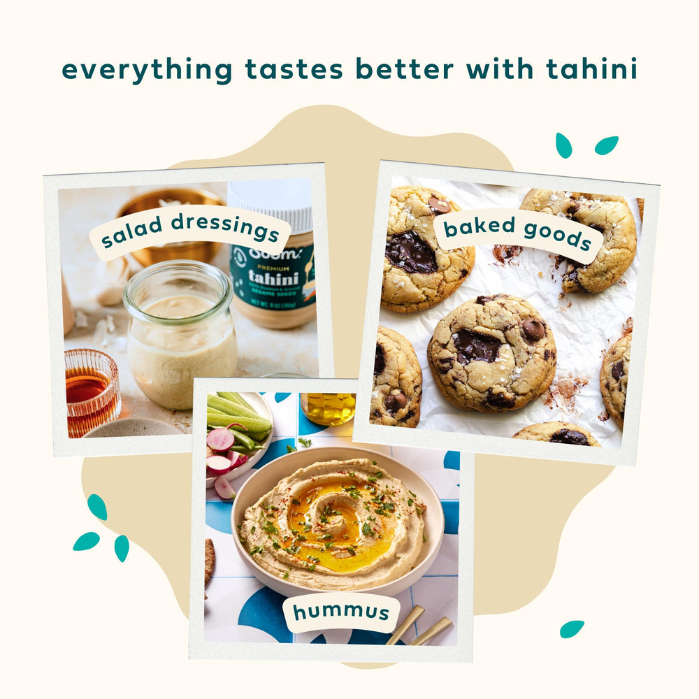Soom Organic Tahini label highlights ingredients and clean-label appeal.