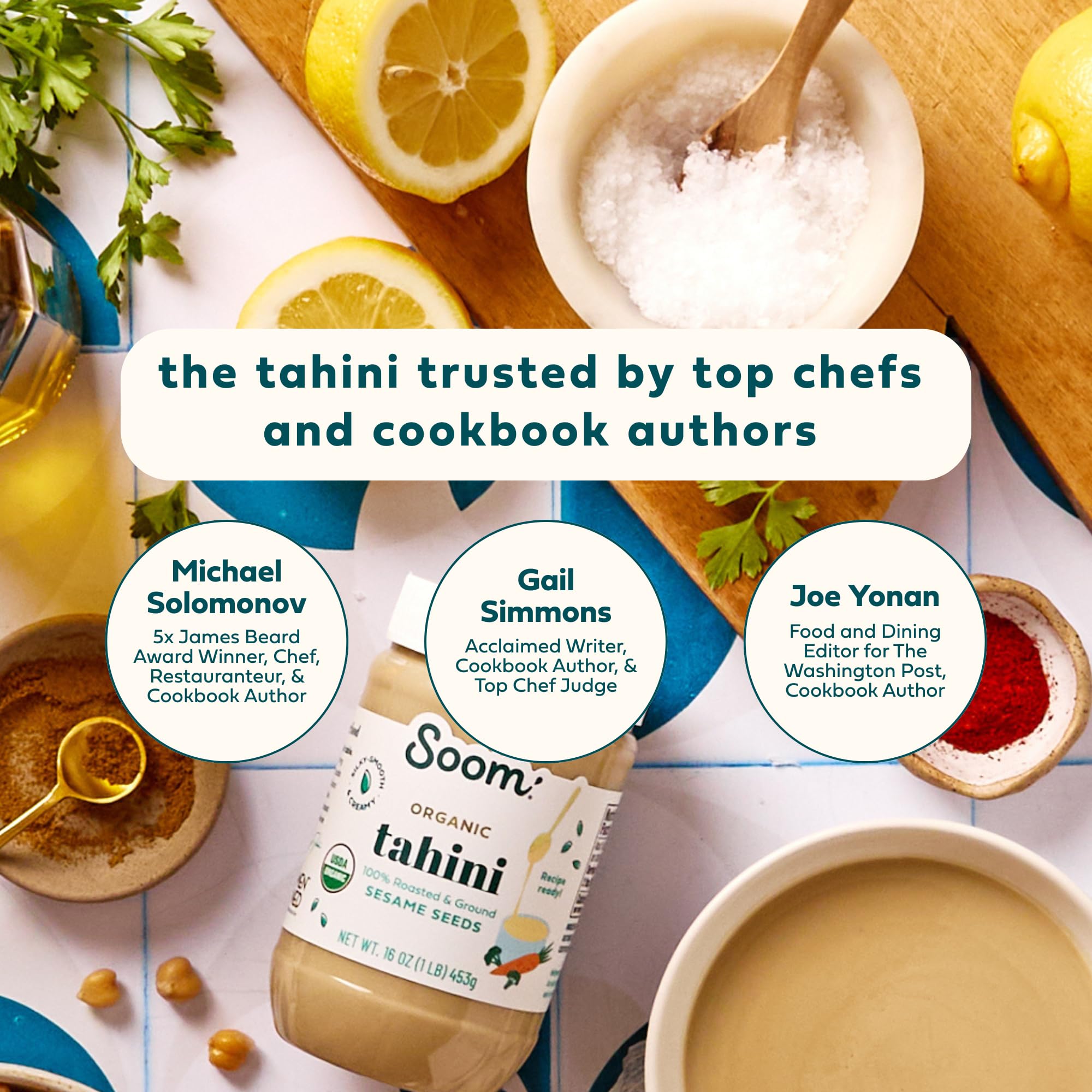 Soom Tahini used in chocolate dessert with Dubai chocolate for flavor depth.