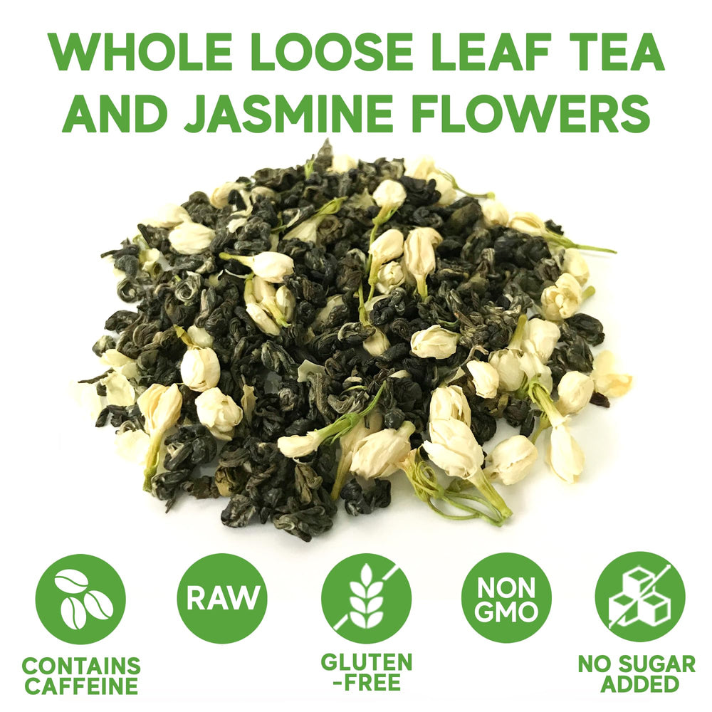 Cup of Sou Zen Jasmine Green Tea brewing to capture delicate jasmine fragrance.
