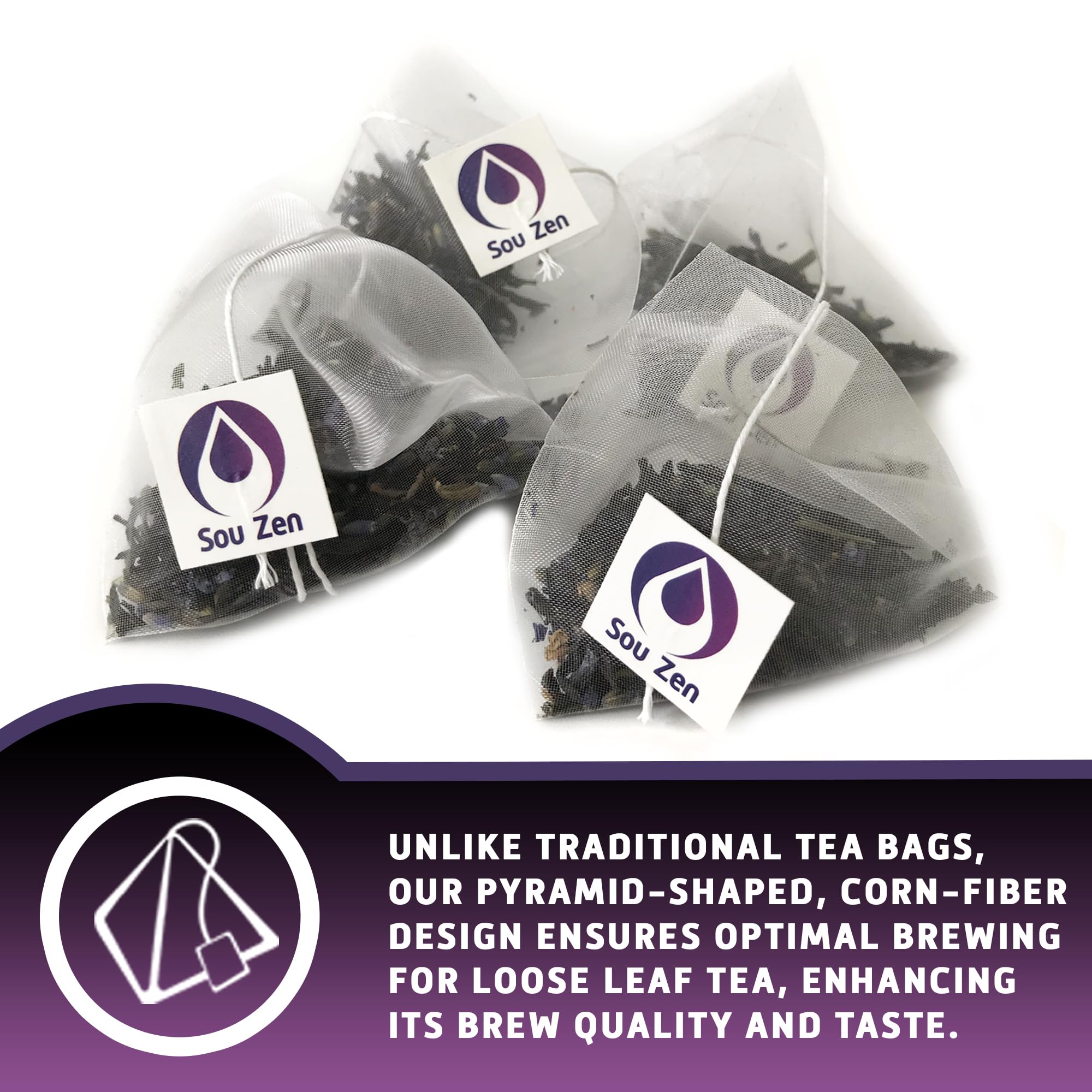 Sou Zen stand-up kraft resealable pouch keeps tea fresh between brews.