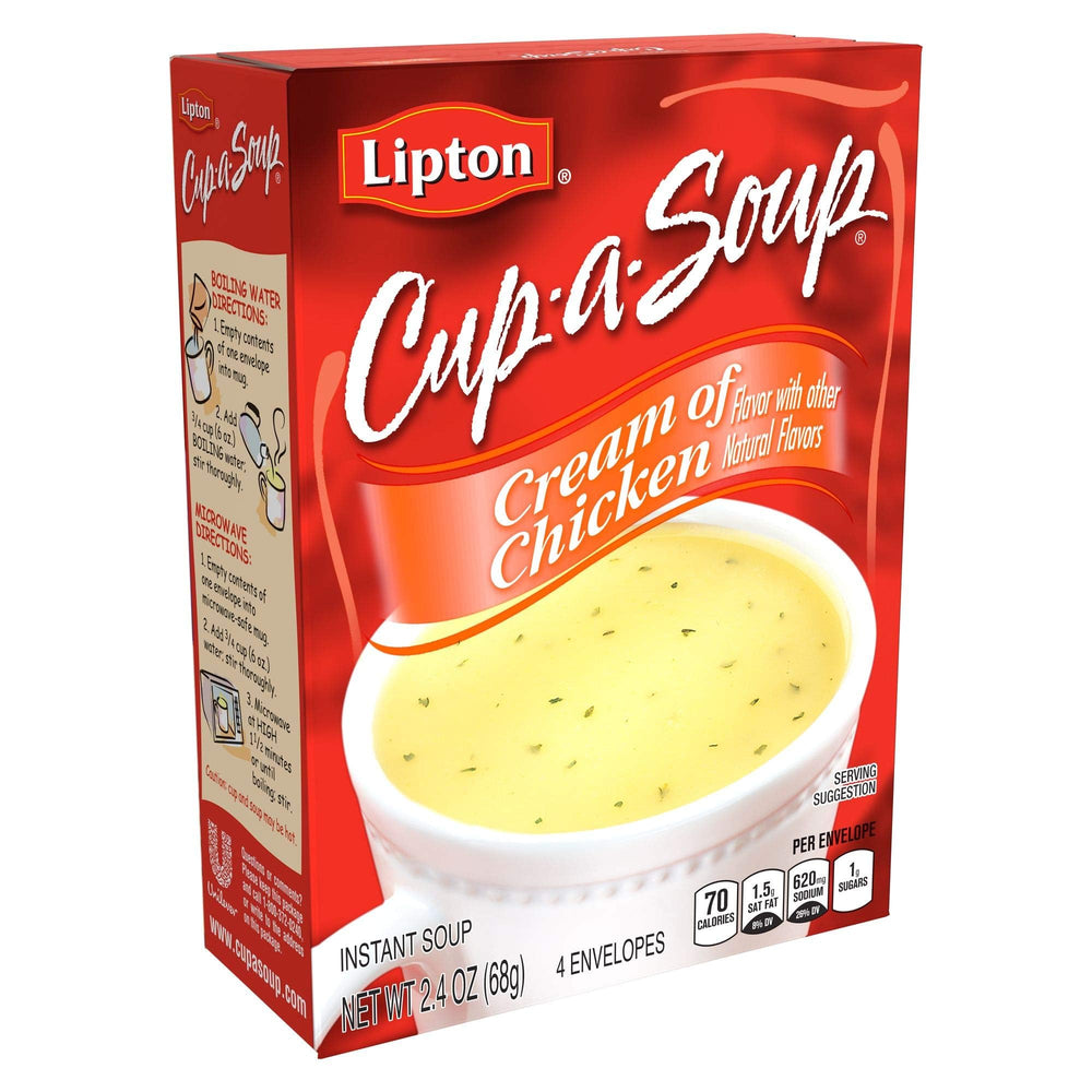 SOUP SECRETS Lipton Cup-a-Soup Cream of Chicken mug preparation saves time.