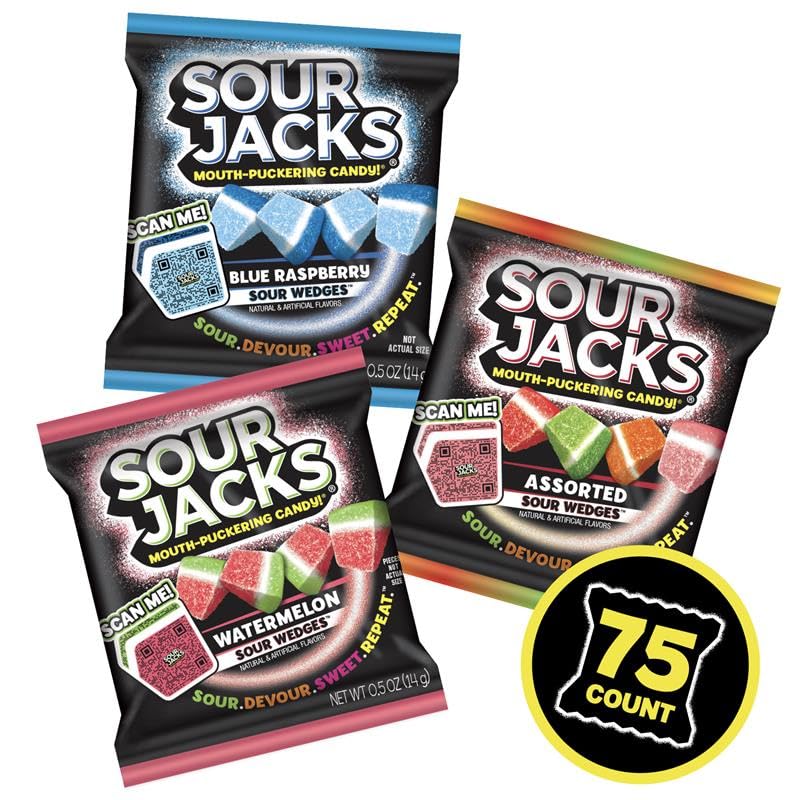 Sour Jacks Blue Raspberry wedges, tangy fruit flavor.