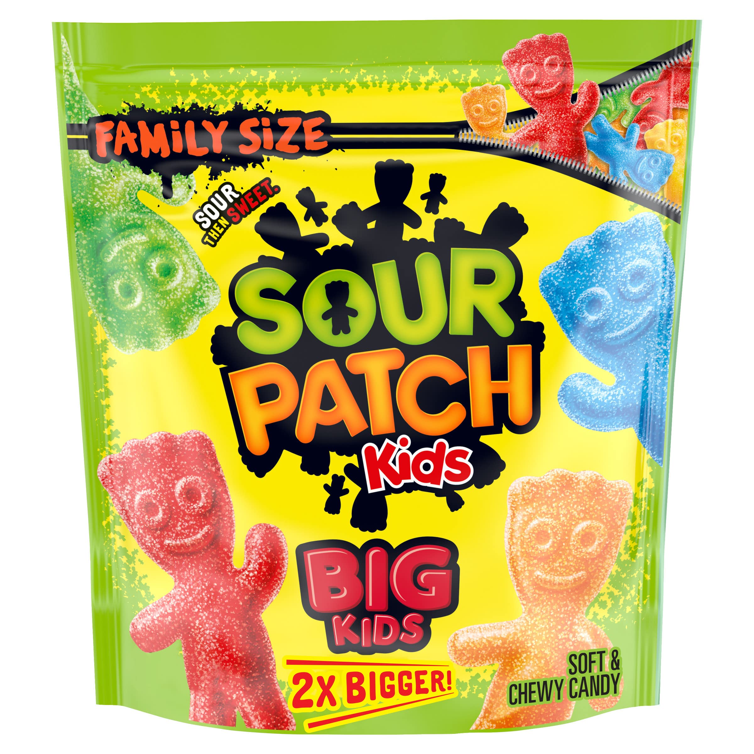 Sour Patch Kids Big Kids bag front view, ready for sharing at parties.