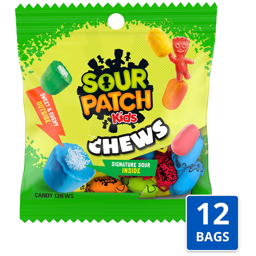 Sour Patch Kids blue raspberry bag with sweet outside and tangy inside.
