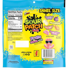 Sour Patch Kids Fruits Tropical Mix close-up of passion fruit and pineapple pieces.