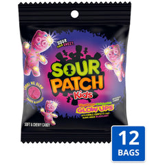 SOUR PATCH KIDS Glow Ups bag back shows flavor and glow details.