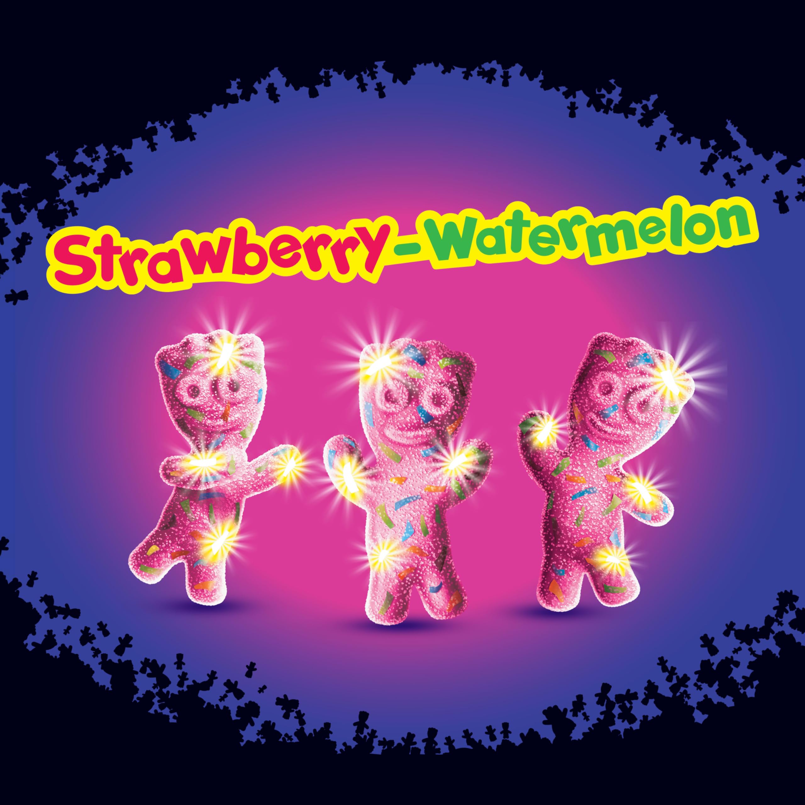 Gummies glow under blacklight, suggesting a party-ready snack.