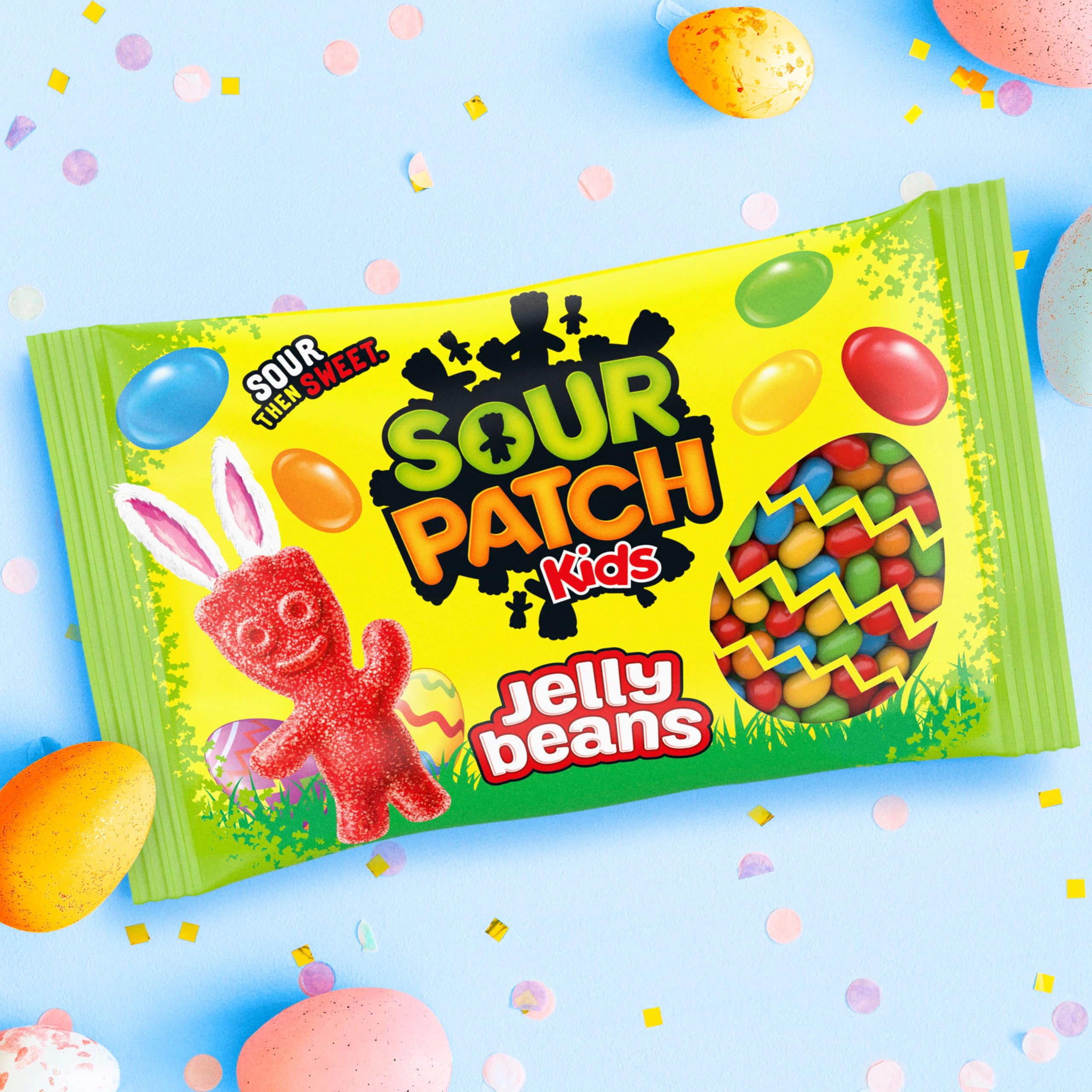 Sour Patch Kids Jelly Beans arranged on cupcakes for decor