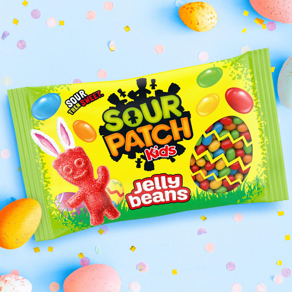 Sour Patch Kids Jelly Beans arranged on cupcakes for decor