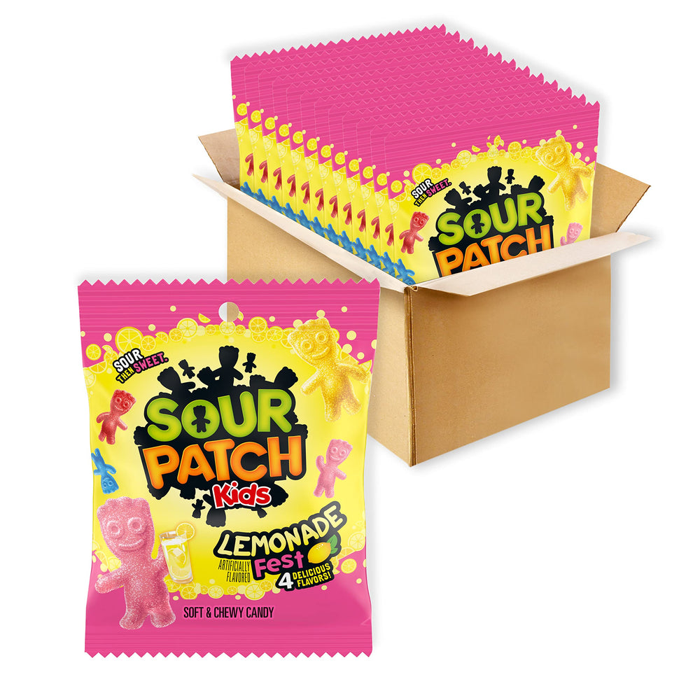 Sour Patch Kids Lemonade Fest bag front shows bold branding for on-the-go snacking